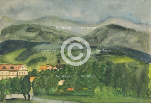 Landscape with houses, 1940-1944. Creator: Arnold Peter Weisz-Kubincan.