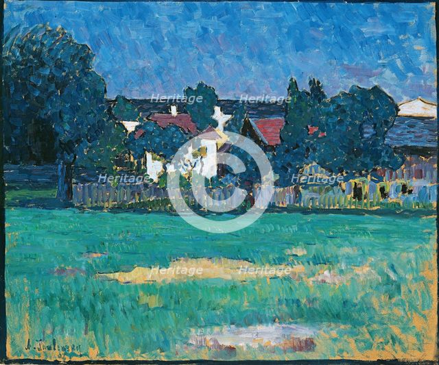 Landscape with houses and meadow at Wasserburg, 1907.