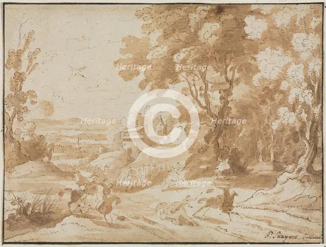 Landscape with Horsemen, 1600s. Creator: Unknown.