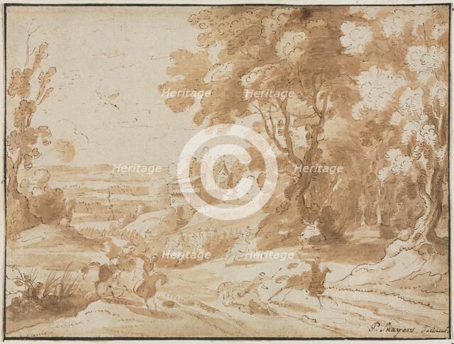 Landscape with Horsemen, 1600s. Creator: Unknown.