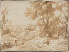 Landscape with Horsemen, 1600s. Creator: Unknown
