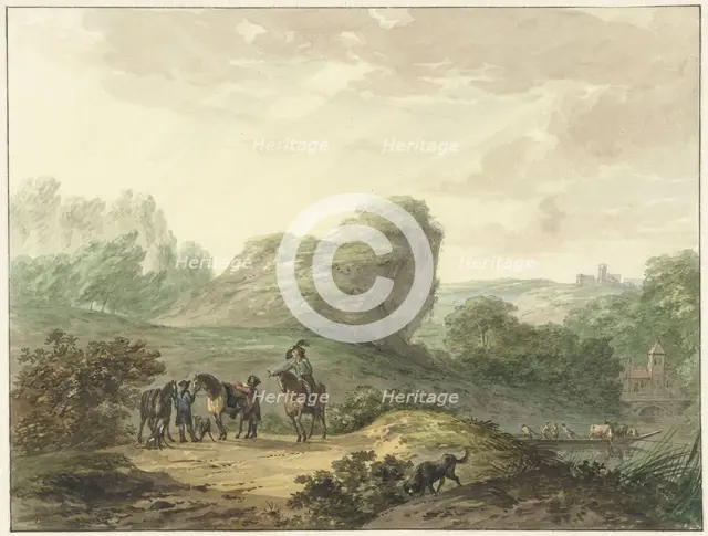 Landscape with horsemen, 1789. Creator: Hermanus Numan.