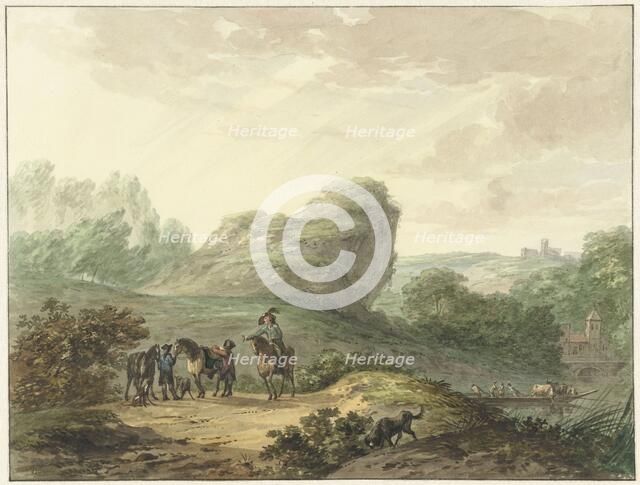 Landscape with horsemen, 1789. Creator: Hermanus Numan.