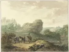 Landscape with horsemen, 1789. Creator: Hermanus Numan