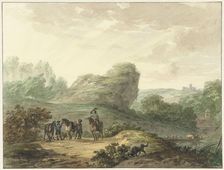 Landscape with horsemen, 1789. Creator: Hermanus Numan