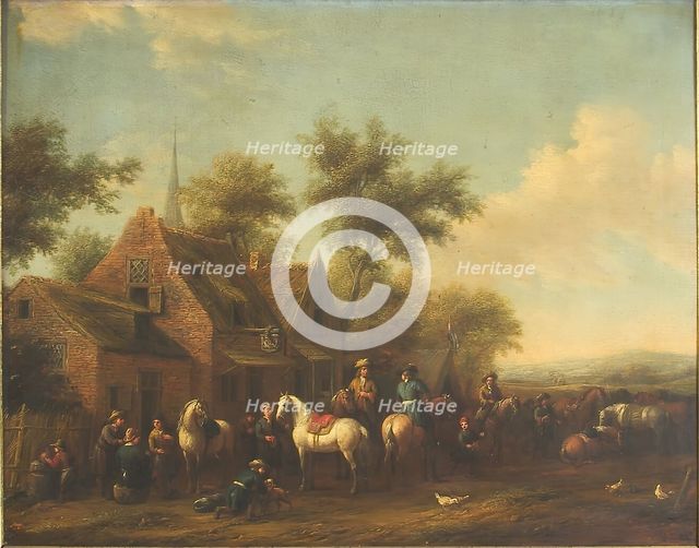 Landscape with Horsemen Resting outside an Inn, 1634-1668. Creator: Philip Wouverman.