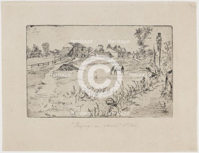 Landscape with Horses, 1859. Creator: James Abbott McNeill Whistler.