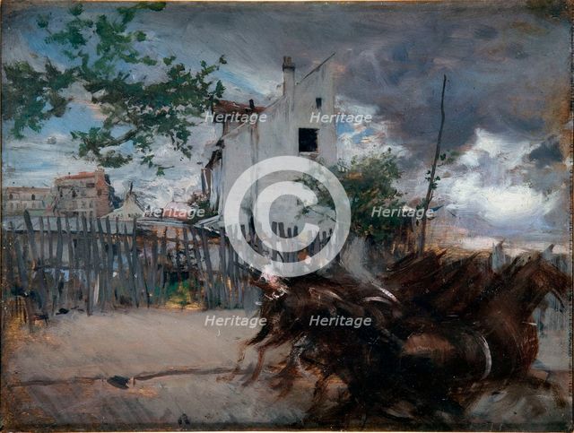 Landscape with horses (Horses running), 1880-1890.