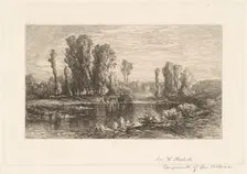 Landscape with Hay Wagon, c. 1875. Creator: Charles Volkmar