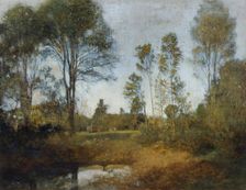 Landscape with hay wagons, 1886. Creator: Franz Rumpler
