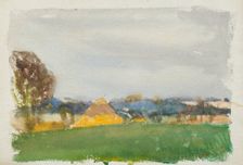 Landscape with haystack, early-mid 1880s. Creator: George Clausen