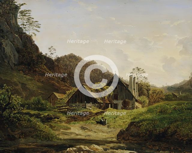 Landscape with hammer forge, 1836. Creator: Ferdinand Georg Waldmuller.
