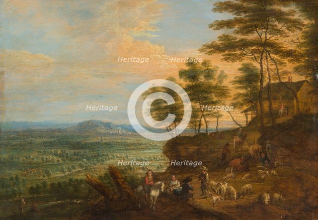 Landscape with Herd of Cattle before a Panoramic View, c1665. Creator: Unknown.