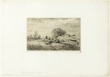 Landscape with Herd of Pigs, 1845. Creator: Charles Emile Jacque