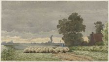 Landscape with herd of sheep, 1857-1884. Creator: Cornelis Willem Hoevenaar