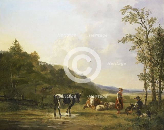 Landscape with Herdsmen and Cattle, 1820. Creator: Pieter Gerardus van Os.