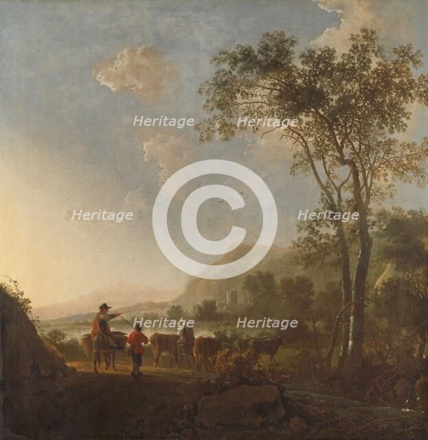 Landscape with Herdsmen and Cattle, c.1660-c.1795. Creator: Follower of Aelbert Cuyp.