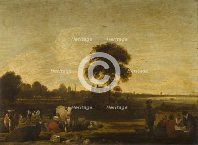 Landscape with Herdsmen and Cattle, c1630-1680. Creator: Cornelis Saftleven.