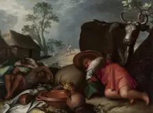 Landscape with Herdsmen and Satan Sowing Darnel, 1604. Creator: Abraham Bloemaert