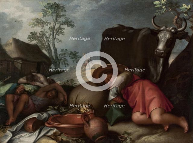 Landscape with Herdsmen and Satan Sowing Darnel, 1604. Creator: Abraham Bloemaert.