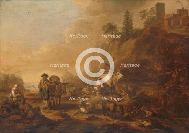 Landscape with Herdsmen and their Droves, 1648. Creator: Cornelis de Bie.