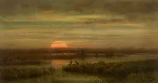 Landscape with Herons at Sunset, c1860-1890s. Creator: Jean Pierre François Lamoriniere