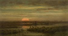 Landscape with Herons at Sunset, c1860-1890s. Creator: Jean Pierre François Lamoriniere