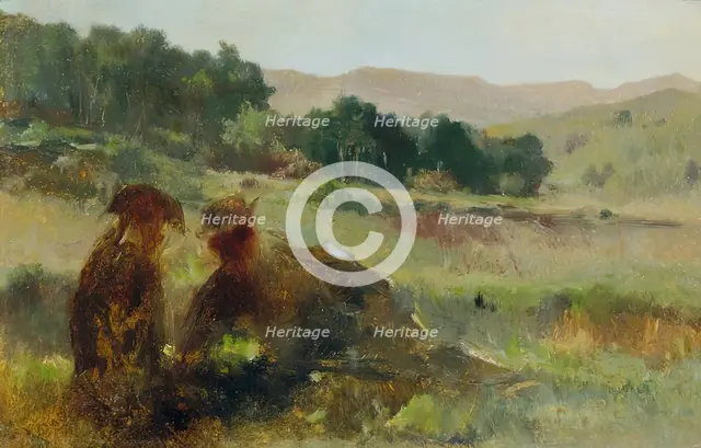 Landscape with Hunter and Dog, c1870/1880. Creator: Johann Till.