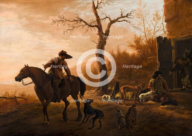 Landscape with Hunters, 1640. Creator: Pieter van Laer.