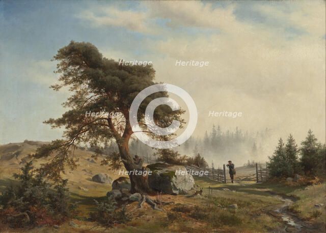 Landscape with Hunters, 1852. Creator: Wilhelm von Mörner.