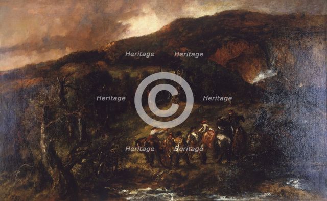 'Landscape with Hunting Party', (1893?). Artist: Sir John Gilbert
