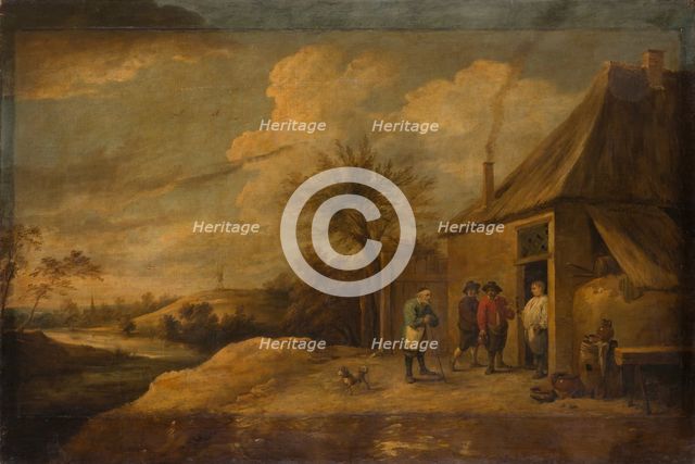 Landscape with Inn at a River, 17th century. Creator: Workshop of David Teniers the Younger.