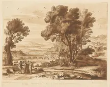 Landscape with Jacob, Laban, Leah and Rachel. (Liber Veritatis. Collection of 200 Prints,... 1776. Creator: Claude Lorrain