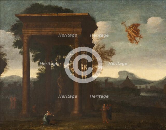 Landscape with Open Portico and Flying Mercury, 17th century. Creator: Andreas Achenbach.