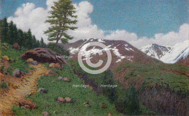 Landscape with larches, 1917. Creator: Morbelli, Angelo (1853-1919).