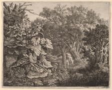 Landscape with Large Leaves and Three Satyrs, c. 1800. Creator: Carl Wilhelm Kolbe the elder