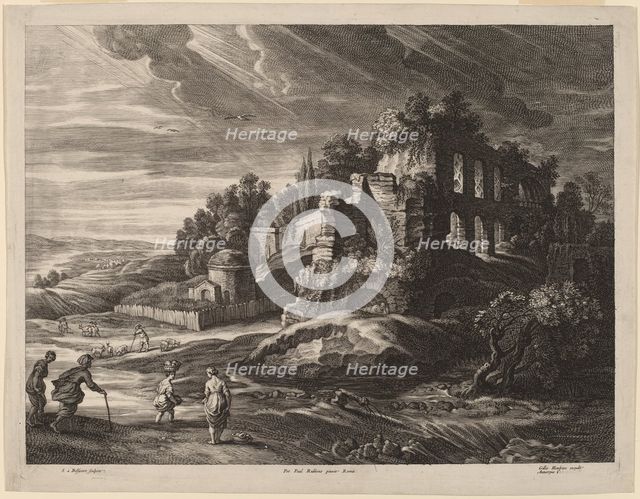 Landscape with Large Roman Ruins, c. 1638. Creator: Boetius Adams Bolswert.
