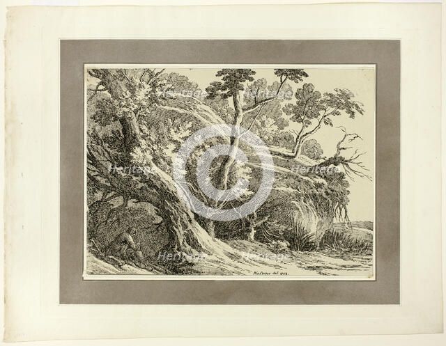 Landscape with Large Trees, from the first issue of Specimens of Polyautography, 1802. Creator: Richard Cooper.