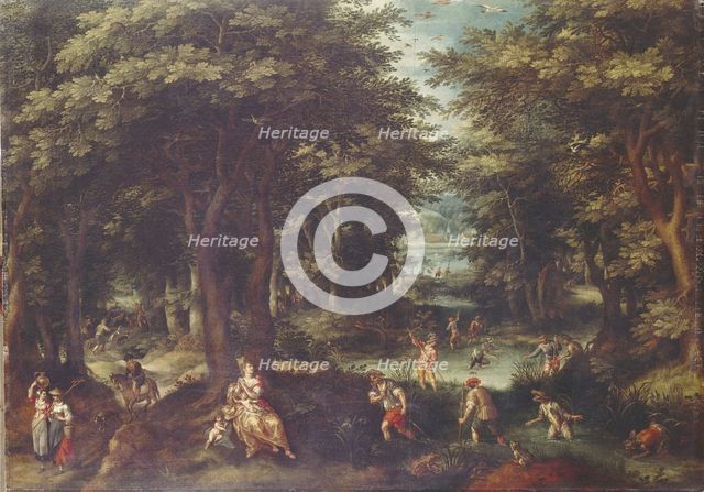 Landscape with Leto and Peasants of Lykia. Artist: Coninxloo, Gillis, van (1544-1606)
