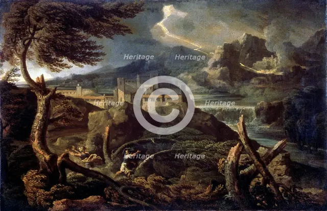 'Landscape with Lightning', 1660s. Artist: Gaspard Dughet