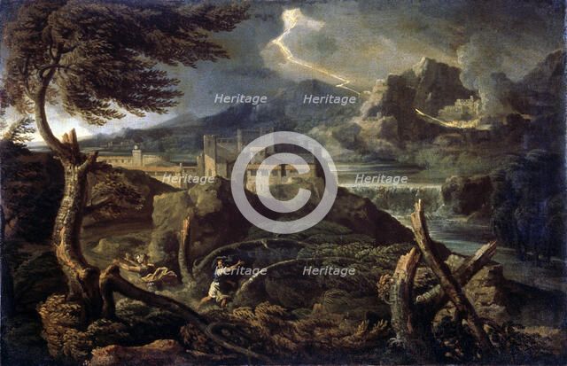 'Landscape with Lightning', 1660s. Artist: Gaspard Dughet