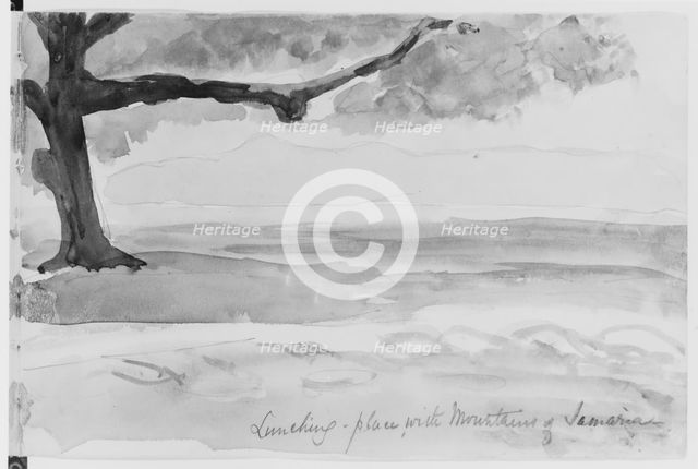 Landscape with Mountains of Samaria, 1904 (from Sketchbook), 1904. Creator: Mary Newbold Sargent.