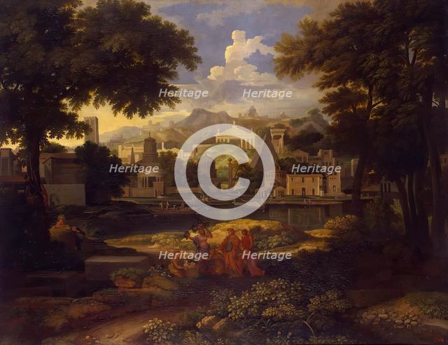 Landscape with Moses Saved from the Nile, 1650. Creator: Etienne Allegrain.
