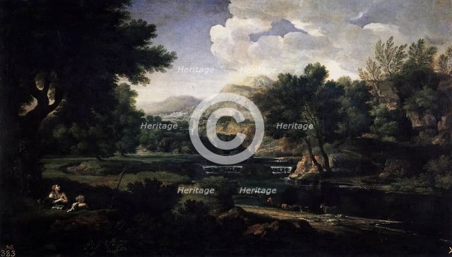 Landscape with Magdalen Worshipping the Cross, c1660. Creator: Gaspard Dughet.