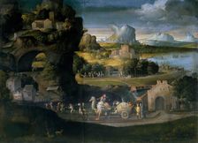 Landscape with Magicians, c. 1525. Creator: Girolamo da Carpi (1501-1556)