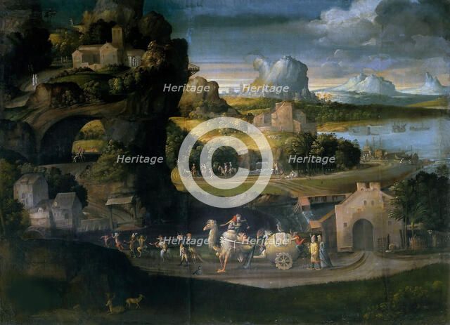 Landscape with Magicians, c. 1525. Creator: Girolamo da Carpi (1501-1556).