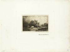 Landscape with Man on Horseback, Pigs and Cow, n.d. Creator: Charles Emile Jacque