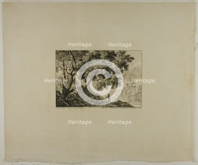 Landscape with Man Carrying Staff, n.d. Creator: Pierre Antoine Mongin.