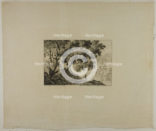 Landscape with Man Carrying Staff, n.d. Creator: Pierre Antoine Mongin.
