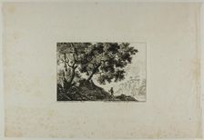 Landscape with Man Carrying Staff, n.d. Creator: Pierre Antoine Mongin